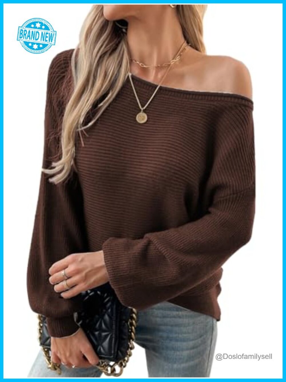 Womens Off Shoulder Batwing Long Sleeve Asymmetrical Pullover Sweater